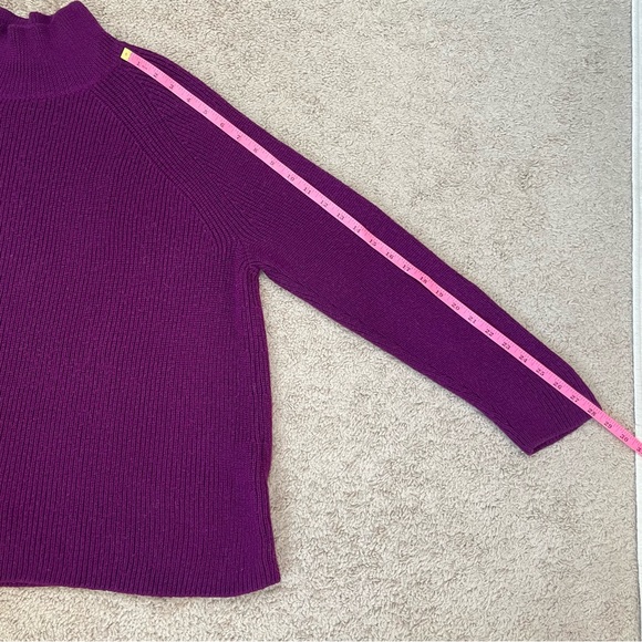 Eileen Fisher Ribbed Turtleneck Raglan Long Sleeve Merino Wool Purple Sweater XL - Picture 13 of 16